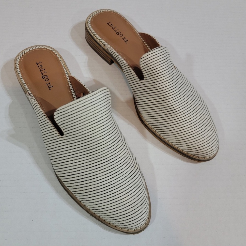 indigo rd. Mule Womens Size 9.5 Hayze Striped Slip On Low Block Heel Shoes